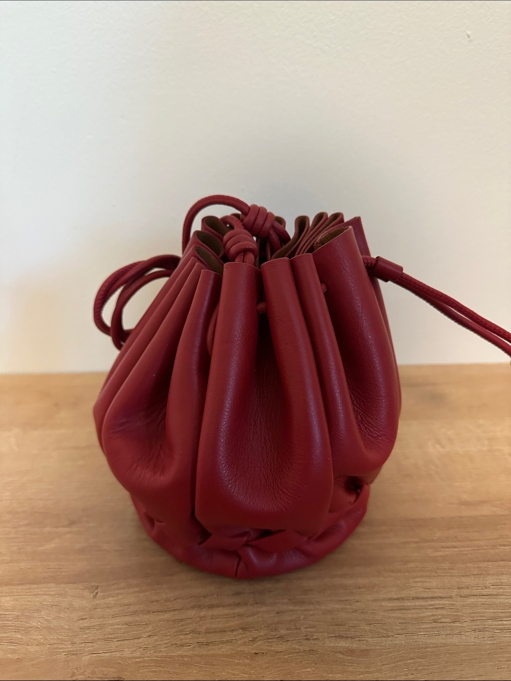 NEW Hereu Molina Drawstring Red Crossbody Bucket Bag